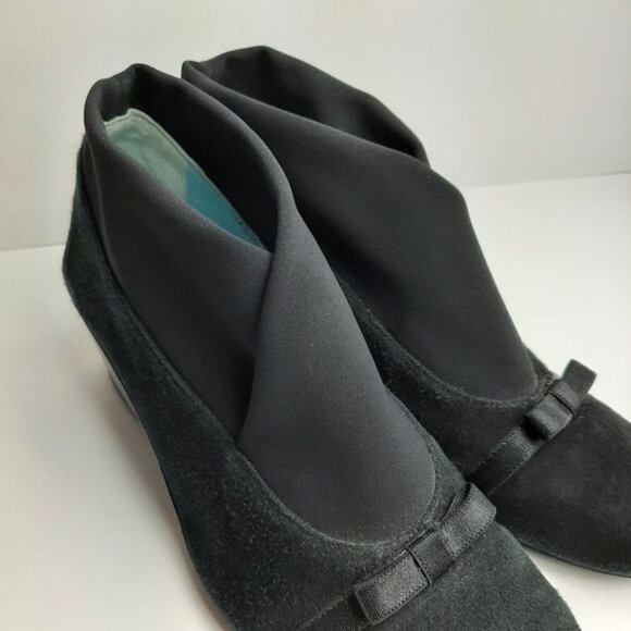 THIERRY RABOTIN Suede Slip-On Wedge Pumps Shoes w/ Bow Sz 8 | Eur 39 - Picture 7 of 12